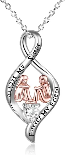 Vista 18 de WINNICACA Gifts for Sister from Brother/Sisters Sterling Silver 01-2 Collar para hermanos y hermanas