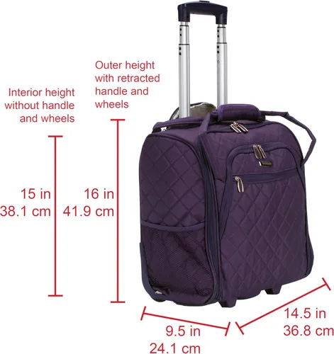 Vista 35 de Rockland Melrose - Maleta con ruedas, de porte vertical, para caber debajo del asiento, Rojo), BF31-RED