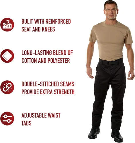 Vista 7 de Rothco Relaxed Fit Zipper Fly BDU Pants - Black