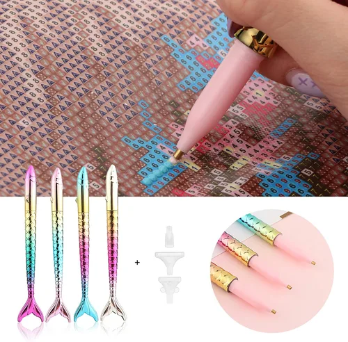 Vista 3 de Ovelur 7 piezas de accesorios de pintura de diamantes bolígrafos con 5 piezas de almacenamiento de cera de pintura de diamante, bolígrafos de arte