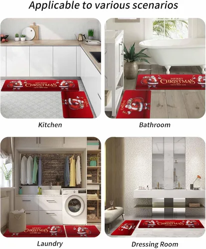 Vista 6 de Tapete de baño de Papá Noel para bañera, antideslizante, de secado rápido y absorbente, tierra de diatomeas, fregadero de ducha, cocina, lavable