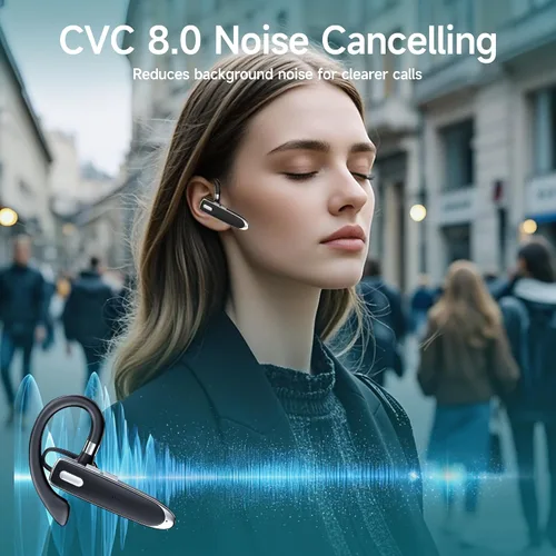 Vista 7 de Auriculares Bluetooth de un solo oído con Bluetooth 6.1, auriculares Bluetooth para 100 horas de tiempo de espera, batería de 800 mAh, auriculares