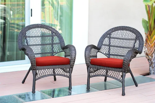 Vista 11 de Jeco Silla de mimbre con cojín rojo, juego de 2, blanco/W00206- Blanco/Rojo Ladrillo
