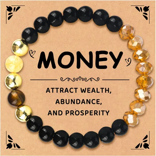 Vista 10 de Money Wealth Success Pulsera de protección para hombres y mujeres, 0.315 in, piedra natural, jade y citrino, ágata de la suerte, pulsera