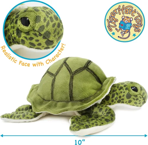 Vista 3 de TigerHart Turquesa La Tortuga Mar Verde - Peluche de 10 pulgadas