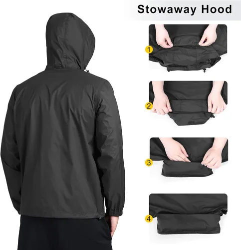 Vista 3 de Outdoor Ventures Caspar - Chubasquero impermeable para hombre, con capucha, para lluvia