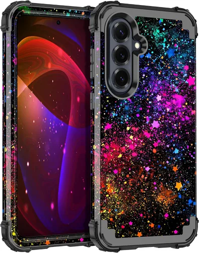Vista 66 de Miqala Funda para Galaxy S21 FE 5G, brilla en la oscuridad, tres capas, resistente, protección a prueba de golpes, parachoques de plástico