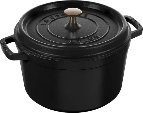 Vista 20 de Staub - Olla redonda de hierro fundido de 2.75 cuartos, color trufa blanca, fabricada en Francia