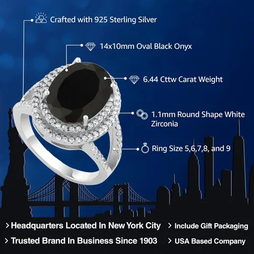 Vista 2 de Gem Stone King Anillo de piedra preciosa y piedra natal de 5-10 quilates para mujer Plata de ley 925 Ovalado 14X10MM Anillo de boda