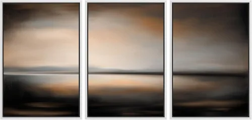 Vista 312 de SIGNFORD - Set de obras de arte en lienzo enmarcado para pared, ilustraciones abstractas de neblina del desierto en tonos neutros beige y marrón