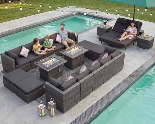 Vista 85 de NICESOUL Juego de muebles de patio de ratán extra grande con mesa para fogata de gas y propano, 29.3 pulgadas, respaldo alto, cómodos conversaciones