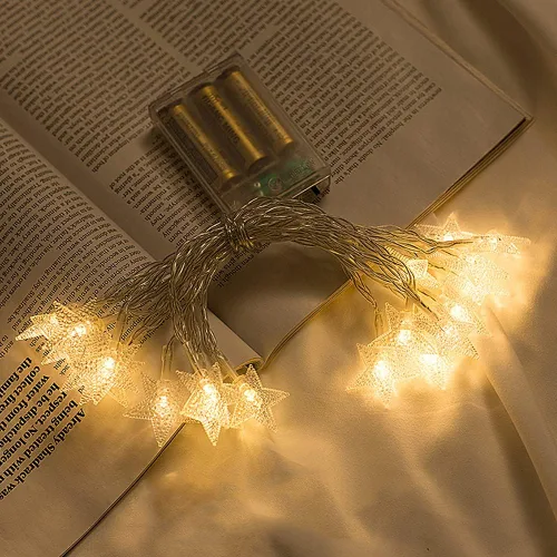 Vista 9 de Yummuely Cadena de luces de estrellas 10 pies 20 luces LED, luces de hadas con pilas, impermeables, luces de Navidad centelleantes