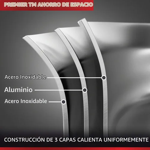 Vista 4 de Calphalon Premier - Juego de ollas y sartenes de acero inoxidable que ahorran espacio, 10 piezas