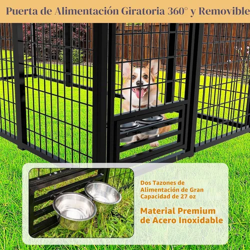 Vista 3 de Perrera grande para perros con techo, recinto resistente para perros para interiores y exteriores con funda extraíble, corralitos para perros