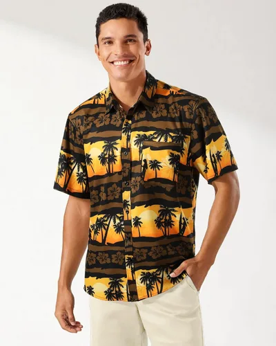 Vista 2 de Camisas hawaianas de manga corta para hombre, camisas tropicales casuales de verano, con botones, floral, para vacaciones, playa, Aloha Hawaii