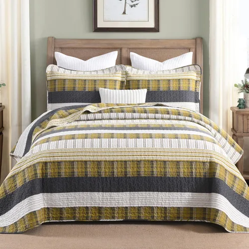 Vista 17 de Juego de ropa de cama con colcha Homzard tamaño individual - Juego de edredón 100% algodón, colcha de cama gris y azul para la cama, ropa de cama