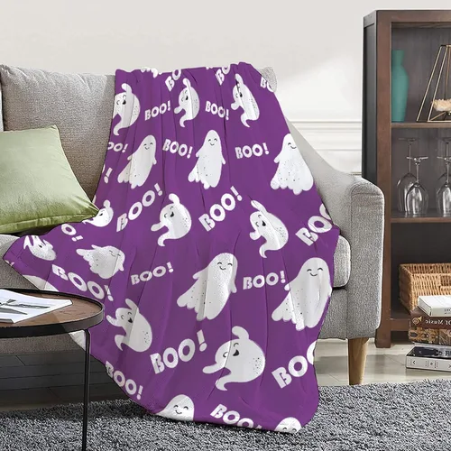 Vista 15 de Manta personalizada de fantasmas de Halloween, regalos para niñas, mujeres y niños, manta de forro polar ligera, espeluznante para niños, mantas