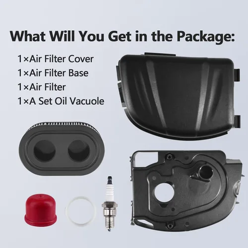 Vista 7 de 594107 594106 595658 Kit de cubierta para filtro de aire para cortacésped con filtro de aire y base de filtro de aire del motor, compatible