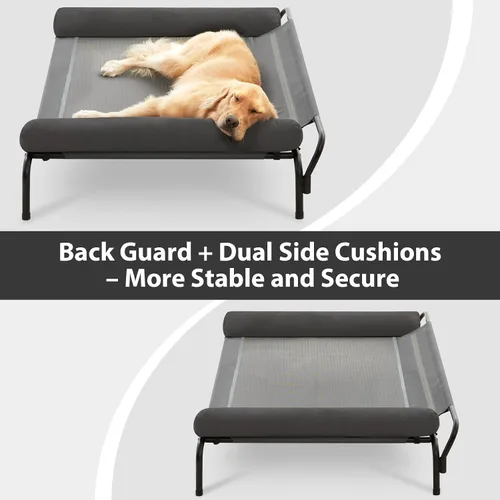 Vista 4 de LEXTRO Cama elevada para perros grandes – Hamaca elevada para interiores y exteriores con malla transpirable, método de instalación mejorado, cama