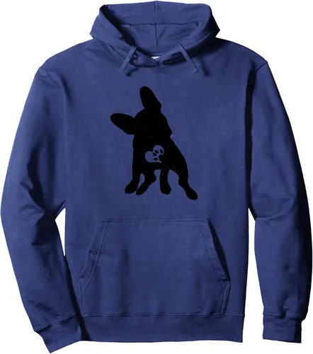 Vista 6 de Vintage perro Bulldog francés día de San Valentín sudadera con capucha, Jaspeado oscuro