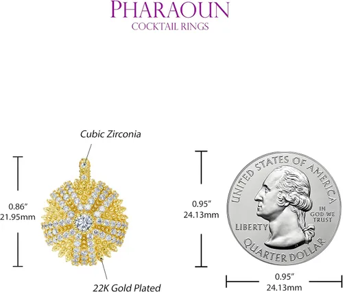 Vista 4 de Pharaoun - Colgante de plata de ley 925 con circonita cúbica redonda de 78 pulgadas con cúpula para cóctel, Metal Metal Piedra preciosa, circonita