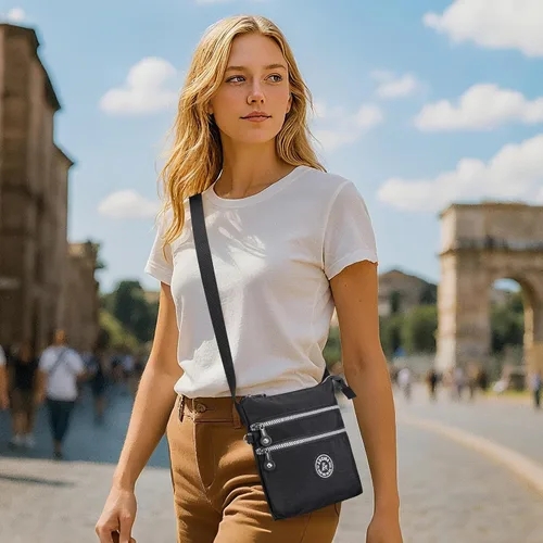 Vista 9 de AOCINA Bolsos cruzados de nailon para mujer, con múltiples bolsillos, bolso cruzado pequeño, ligero, de viaje, para teléfono, bolsos de hombro