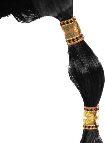 Vista 5 de Peluca trenzada de doncella india nativa americana con diadema de plumas, multicolor
