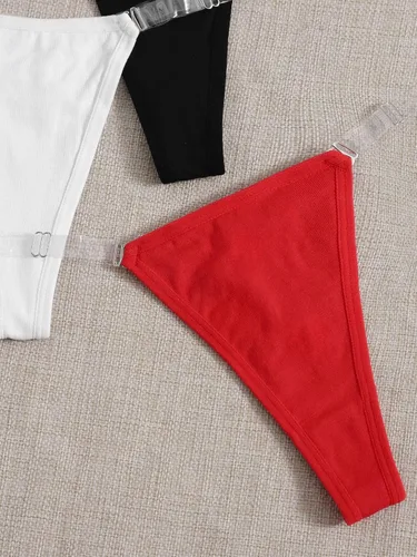 Vista 3 de Verdusa Paquete de 3 tangas transparentes para mujer, tanga invisible