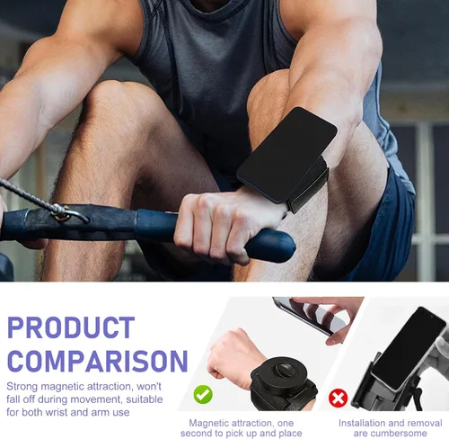 Vista 6 de Soporte magnético para teléfono para correr, brazalete deportivo ajustable, soporte para teléfono celular, manos libres, accesorios de teléfono