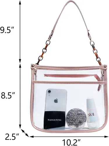 Vista 7 de KKXIU Bolso cruzado transparente de moda para mujeres y adolescentes y niñas, aprobado por el estadio, bolsa de concierto de piel sintética
