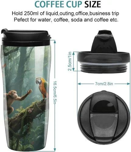 Vista 3 de Mysterious Tropical Rainforest - Vaso de viaje aislado reutilizable a prueba de fugas con tapa, taza de café de plástico a prueba de derrames