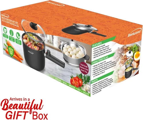 Vista 9 de Brentwood Cocina eléctrica multifunción para ollas calientes y vaporizador de alimentos con revestimiento de cerámica antiadherente de cerámica