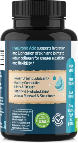 Vista 9 de ForestLeaf Suplementos de ácido hialurónico Cápsulas de polvo de ácido hialurónico dietético de 100 mg de alta biodisponibilidad + 50 mg de VIT C