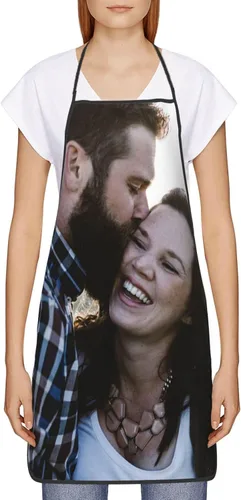 Vista 2 de Delantales personalizados con diseño de imagen de texto fotográfico para adultos, hombres, mujeres, parrilla, cocina, 40