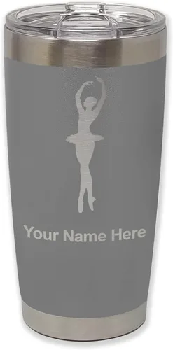 Vista 32 de LaserGram Vaso aislado al vacío de 20 onzas, bailarina de ballet, grabado personalizado incluido (negro)