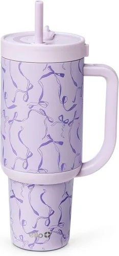 Vista 26 de Ello Oasis Vaso de 24 oz con asa y popote retráctil Taza reutilizable de acero inoxidable aislada 100% a prueba de fugas, regalos