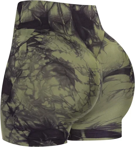 Vista 27 de ATHVOTAR Pantalones cortos de gimnasio para entrenamiento para mujeres, cintura alta sin costuras que levantan y fruncen los glúteos, pantalones