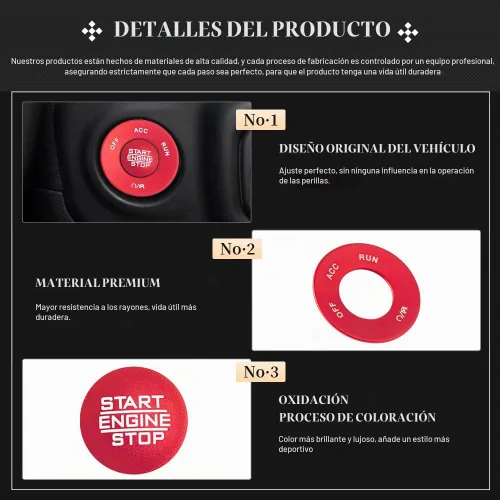 Vista 3 de LECART Accesorios para Interior de Coche Rojo Botón de Arranque y Parada del Motor Adhesivos de Cubierta Compatible con Jeep Wrangler JL JLU