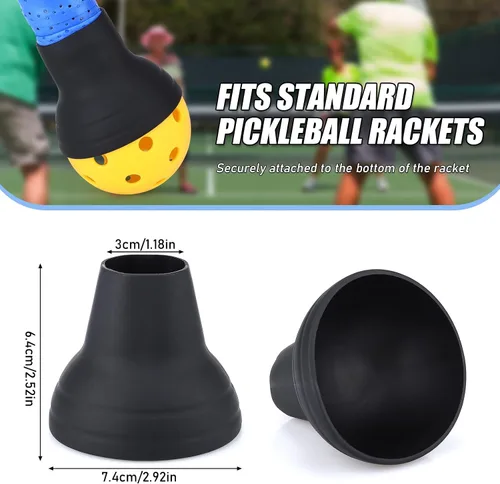 Vista 8 de TOBWOLF 2 piezas de recolector de pelotas de pickleball, recogedor superior de pickleball de silicona, succión universal para pala de pickleball