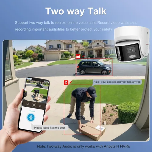 Vista 5 de Anpviz Cámara de seguridad de doble lente PoE de 6 MP para exteriores, panorámica de 180° gran angular IP Dome con cable cámara con detección