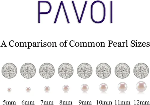 Vista 4 de PAVOI Pendientes de perlas de concha de imitación de plata de ley con cierre de palanca