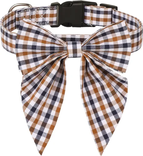 Vista 6 de ADOGGYGO Collar navideño para perro con lazo, corbata de lazo para perro a Negro & rojo