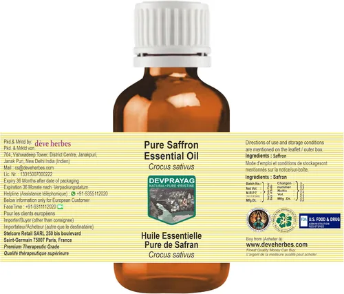 Vista 2 de Aceite esencial de azafrán puro (Crocus sativus) destilado al vapor 0.2 fl oz (0.16 oz)