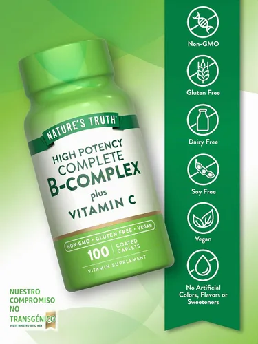 Vista 3 de Nature's Truth Complejo de vitamina B más vitamina C 100 cápsulas