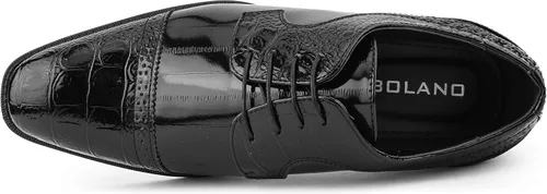 Vista 5 de Bolano Dallas Mens Croco Cap Toe Oxford, cocodrilo Print EEL Skin Trim, Lace Up Estilo original Diseñador zapatos Mens Oxfords