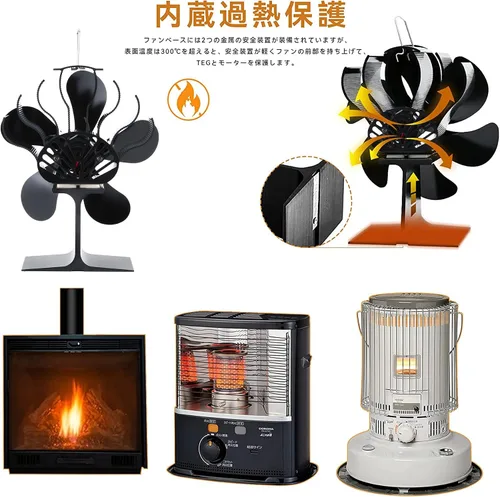 Vista 5 de Ventilador de estufa de leña, ventiladores de estufa de tubería para quemador de leña de leña, chimenea Slient, distribución de calor eficiente