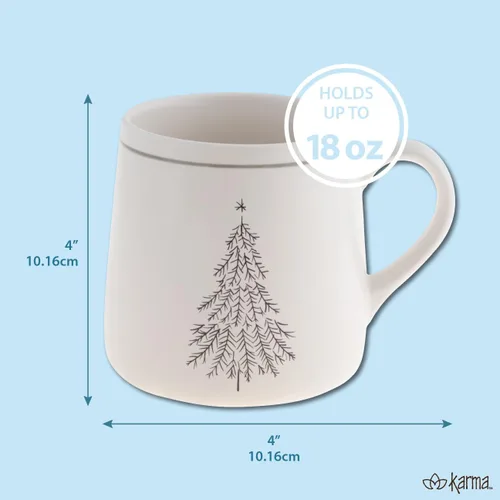 Vista 3 de Karma Gifts, Taza Blanca de Invierno, Árbol de Navidad 18 OZ