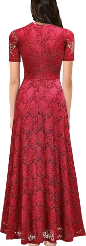 Vista 2 de REPHYLLIS Vestido largo de dama de honor formal vintage de encaje retro para mujer