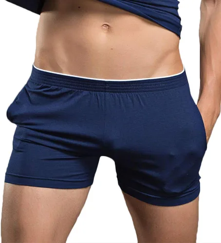 Vista 5 de Rexcyril Pantalones cortos de algodón para hombre, para correr, entrenamiento, gimnasio, descanso, dormir