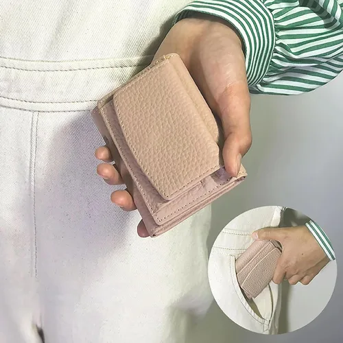 Vista 6 de Mini cartera unisex con bloqueo RFID con bolsa para monedas, bolsillo organizador de fraude de tarjetas de crédito, plegable, delgado y compacto